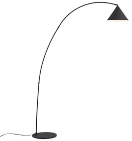 Retro stojaca lampa čierna s bielym interiérom - Triangolo