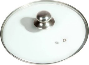 Sklenená pokrievka s nerezovým úchytom pr. 22 cm