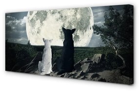 Obraz na plátne Wolves mesiac lesné 125x50 cm