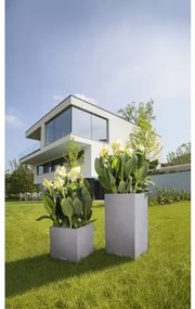 Samozavlažovací kvetináč vysoký plastový Lechuza Canto Stone 40 x 40 x 76 cm sivý