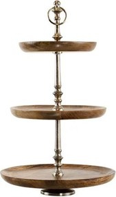 Dreveno-kovový servírovací 3- poschodový etažér Woodd - Ø 30 * 48cm