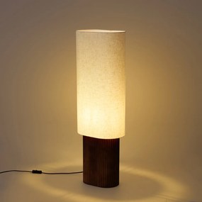 Japandi vloerlamp walnoot hout met stoffen kap 90cm - Lamel