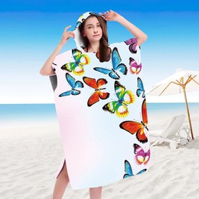 Plážový set SILMARI – osuška 100×180 cm a pončo 80×145 cm, farebný