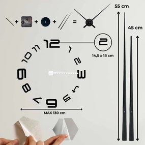 Moderné dizajnové nalepovacie 3D hodiny na stenu | SENTOP 12S008