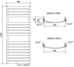 Mexen Bachus vykurovacie teleso 1200 x 500 mm, 619 W, biela, W109-1200-500-00-20