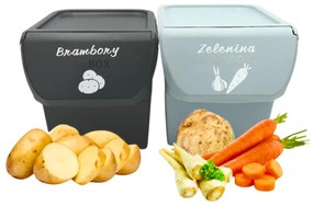VILDE Sada 2ks úložných boxov VEGBOX na zemiaky a zeleninu s vetraním, VEGBOX antracit+sivý (14l )