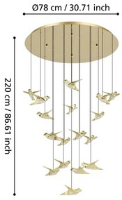 Eglo 390398 - LED Stmievateľný luster na lanku PARATEBUENO 17xLED/3W/230V zlatá