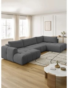 Tmavosivá rozkladacia/s úložným priestorom rohová pohovka (pravý roh/do tvaru "U") Fuji – Bobochic Paris