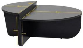 SADA 2x Konferenčný stolík ORION čierna