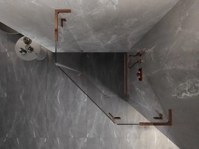 Mexen Lunar, L pravý výklopný päťuholníkový sprchový kút 80 x 80 cm, 8mm číre sklo, profil ružové zlato, 831L-080P-080L-60-00-P