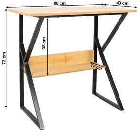 Tempo Kondela Písací stôl s policou, buk/čierna, TARCAL 80