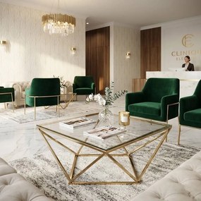Tutumi Tutumi, sklenený konferenčný stolík Glamour 80x80x45 CS-14G, zlatá, KRZ-06585