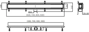Mexen Flat ABS, sprchový odtokový žľab 2v1 60 cm, čierna matná, 1769060