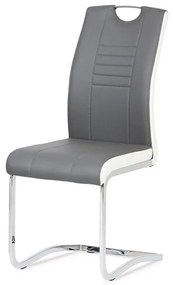 Autronic -  Jedálenská stolička DCL-406 GREY, koženka sivá, chróm