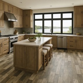 Beaulieu International Group, PVC podlaha - lino Domo 2154, na mieru, šíře 2m,3m,4m, hnedá, bez podkladu, kuchyňa