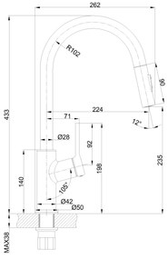 Invena Farsala, drezová batéria s výsuvnou 2-funkčnou výlevkou h-433, čierna matná, INV-BZ-40-U04-S