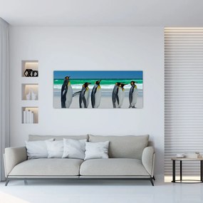 Obraz - Skupina kráľovských Tučniakov (120x50 cm)