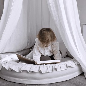 Ľanové hniezdo pre deti s volánom šedá