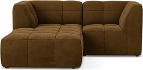 Zamatová rohová pohovka v horčicovej farbe (ľavý roh/s leňoškou) Aloha – Makamii