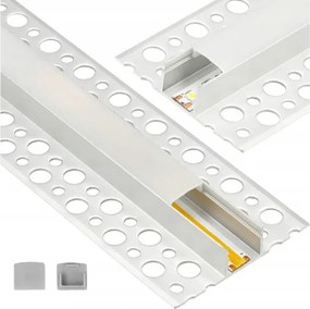 Zapustený hliníkový LED profil pre sadrokartónové dlaždice 1m + tienidlo