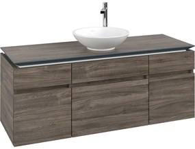 VILLEROY &amp; BOCH Legato závesná skrinka pod umývadlo na dosku (umývadlo v strede), 5 zásuviek, 1400 x 500 x 550 mm, Stone Oak, B58600RK