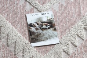 Ekologický koberec MOROC 22312 EKO SIZAL z recyklovanej bavlny, strapce, krémovo - ružový