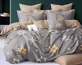 Obliečky Stars zlatosivé Bavlna 7-dielna súprava