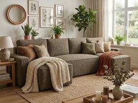 Rozkladacia sedacia súprava do U SMART BOUCLE 303x143 cm, tmavobéžová