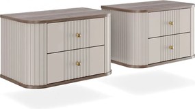 Nočné stolíky na stenu Vespera 56 cm - 2 ks - kašmírová / orech / zlatá