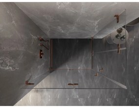 Mexen Lunar-F Duo, skladací sprchový kút 100 x 70 cm, 8mm číre sklo, profil medená matná, 836-100L-070P-65-00