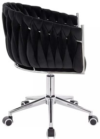 LuxuryForm DESIGN Stolička NORDEN VELUR na striebornej podstave s kolieskami - čierna