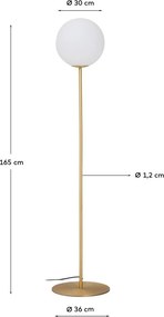 Biela/v zlatej farbe stojacia lampa so skleneným tienidlom (výška 165 cm) Brisia – Kave Home