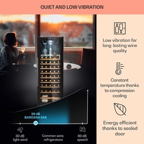 Klarstein Barossa 54 Uno, vinotéka, 155 l, 54 fliaš, sklenené dvere, dotykové ovládanie, LED