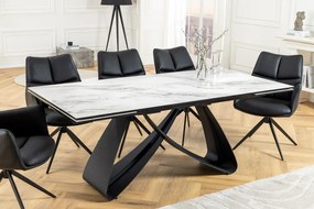 Jedálenský stôl TOMTOC 180-220-260 cm – keramický mramorový vzhľad biely
