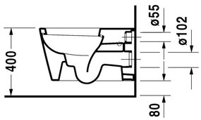 DURAVIT Starck 1 závesné WC s hlbokým splachovaním, 410 mm x 575 mm, s povrchom WonderGliss, 02100900641