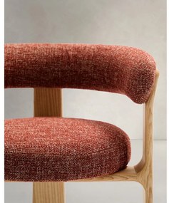 Jedálenské kreslo s podrúčkami z jaseňového dreva v prírodnej farbe/terakotové Granite – Kave Home