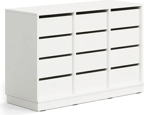 Úložná skrinka CASPER, 12 zásuviek, so soklom, biela