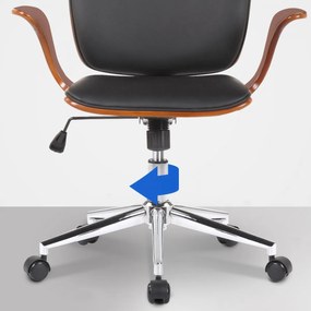 Design-Shop Kancelárska stolička Burbank - koženka, drevo orech - Čierna