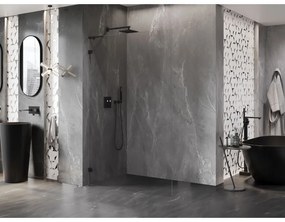 Mexen Lunar L sprchová stena ľavá 70 x 200 cm, 8mm číre sklo, čierna matná, 830L-070-000-70-00-L