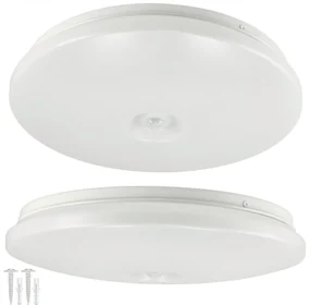 BERGE Plafond LED stropný panel, povrchová montáž, 18W, okrúhly, so senzorom pohybu a súmraku