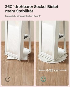 Šperkovnica, otočná o 360°, s odkladacou policou, biela