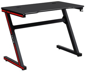Kondela Herný stôl/počítačový stôl, čierna/červená, MACKENZIE 100cm