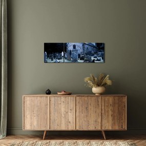 Obraz - Temná noc (s hodinami) (90x30 cm)