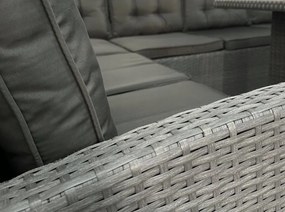 Sivé ratanové sedenie pre viac ako 8 osôb - rohové