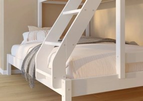 Detská poschodová posteľ z masívu s rozšíreným spodným lôžkom KUBA - 200x90/140 cm - biela