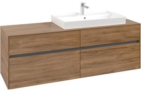 VILLEROY &amp; BOCH Collaro závesná skrinka pod umývadlo na dosku (umývadlo vpravo), 4 zásuvky, 1600 x 500 x 548 mm, Oak Kansas, C02700RH