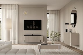 Závesná komoda Malmi 200 cm - kašmírová / crema bianca / čierna