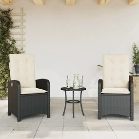 Sklápacie záhradné stoličky 2 ks s vankúšmi čierne polyratan 365168