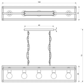 Luster na reťazi ARNOLD 5xE27/60W/230V čierna