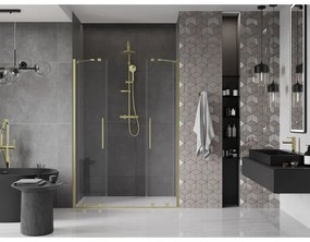 Mexen Velar Duo, posuvné dvere do otvoru 140x200 cm, 8mm číre sklo, zlatá matná, 871-140-000-02-55